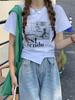 T-shirt Estiva Elegante Slim Stile Coreano Donna Moda Manica Corta Maglietta Grafica Top Femminile Design Y2k Streetwear Abbigliamento Casual