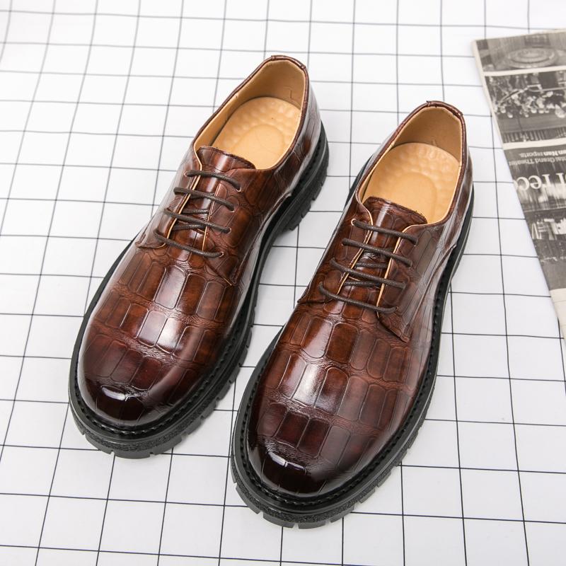 2024 Men's Thick Soled Oxford Shoes Fashion Versatile Breathable Office Classic Business Luxury Designer Formal Crocodile Shoes