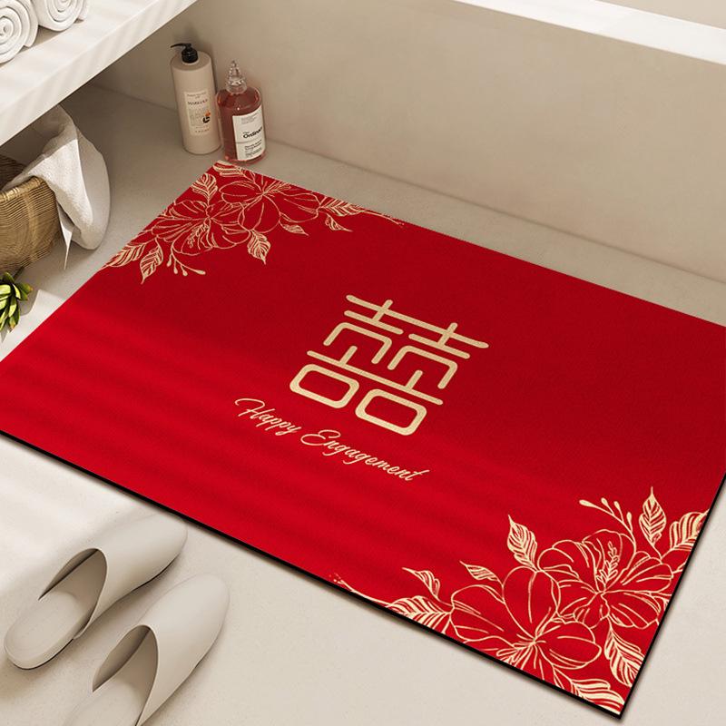 Red Diatomaceous Earth Bathroom & Entrance Mat - Water-Absorbent, Dirt & Wear Resistant