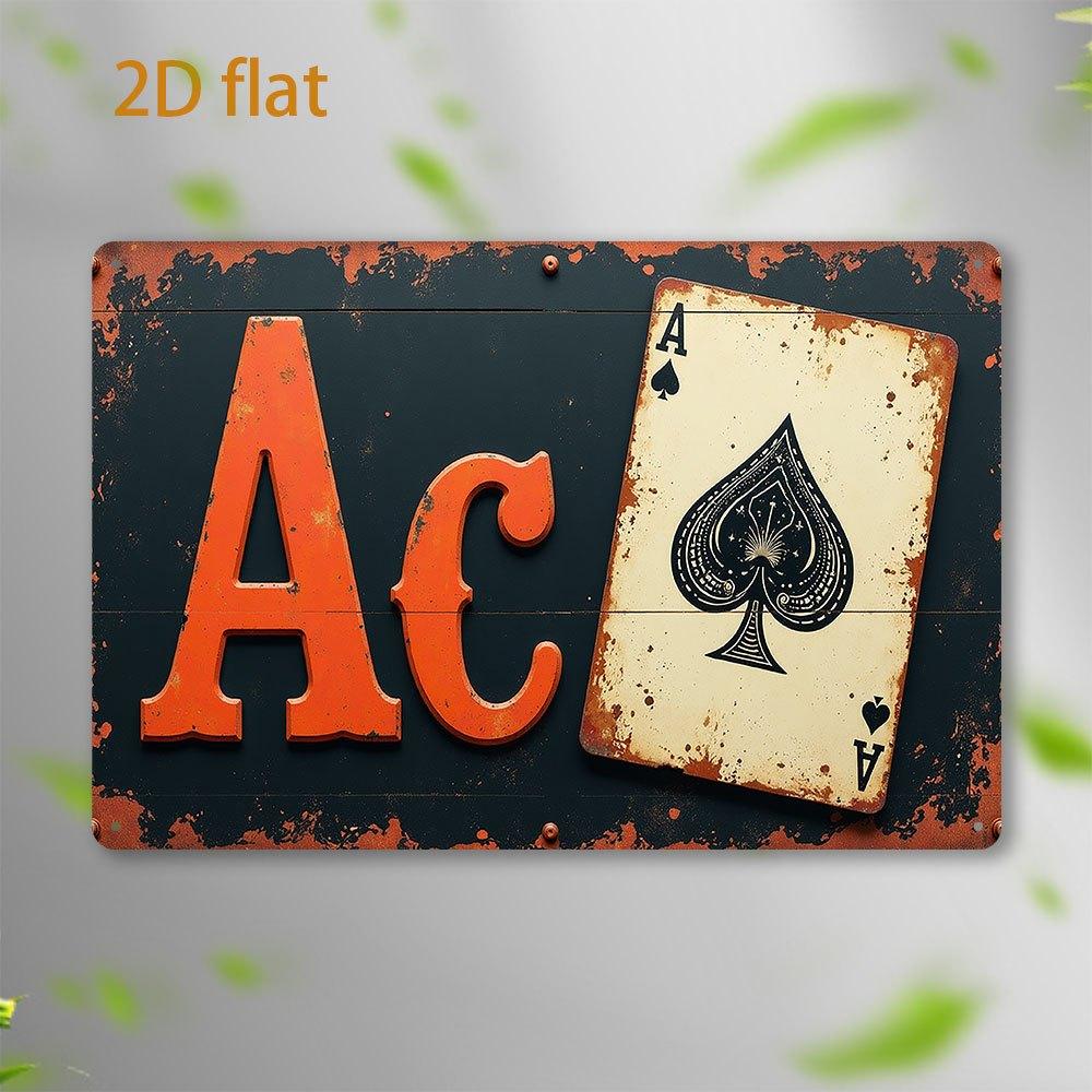 

Vintage Ace of Spades Metal Wall Art Rustic Orange Black Iron Sign Weathered Finish for Home Office Bar Cafe Garage 20x30cm（7.8x11.8inch）