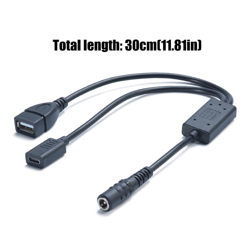 Universal DC5.5x2.1mm To USB And Type C Female Adapter Cable Supports 3A Fast Charging Wire DC5V-25V To 5V Converter