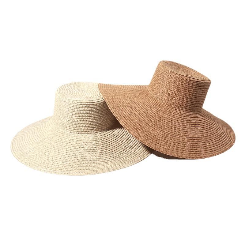 European and American New Big-brimmed Straw Hat Women's Wide Brim Sun Hat Foldable Paper Woven Vacation Visor