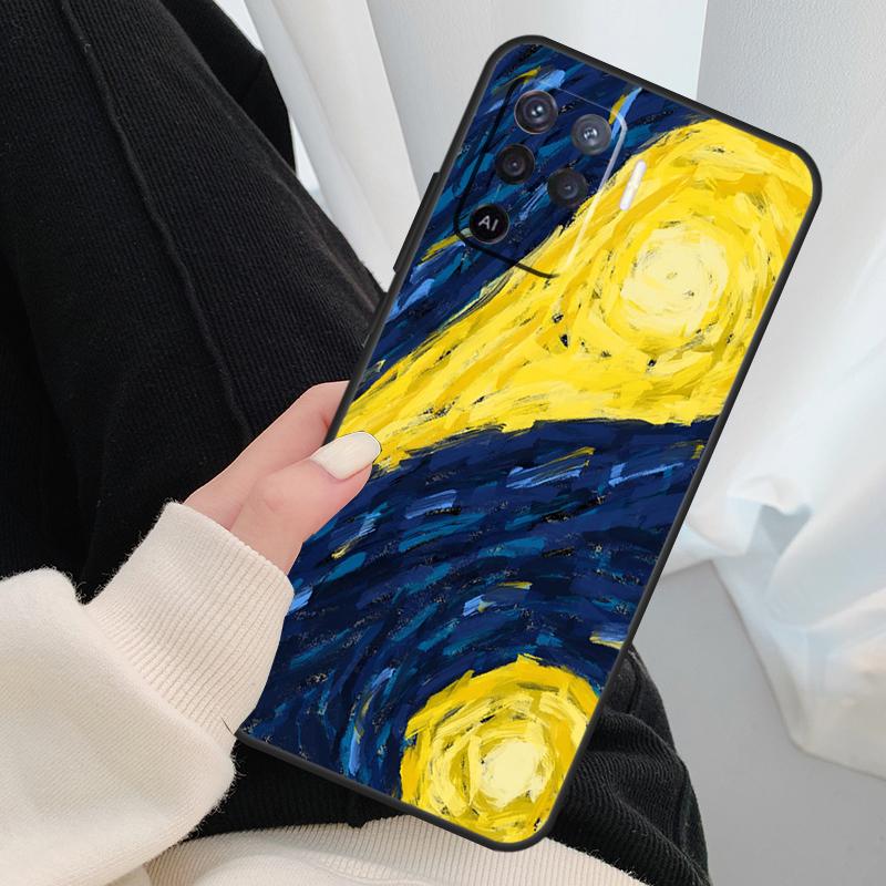 Van Gogh Starry Sky Case For Oppo A96 A76 A16 A60 A98 A58 A78 A18 A38 A80 A40 A77 A57 A17 A74 A54 A94 A15 A5 Pro