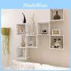 Contemporary Wooden Wall Shelf With Modular Grid Design For Bedroom Storage And Decor