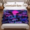 Car Racing Theme Soft Blanket Personalized Custom Name Text Print Warm Blanket Home Sofa Bedroom Decor