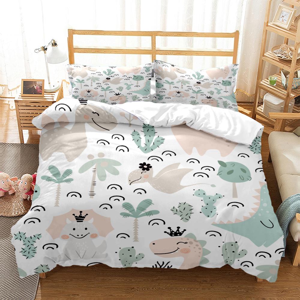 Comforter Cartoon Dinosaur Hd Print Polyester Bedding Setsteens Boy Girl Or Adults For Beds King Size Bedding Set