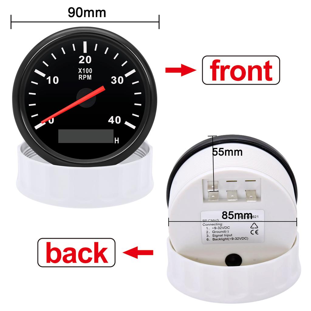 Universal 85mm Boat Tachometer Marine Tacho Meter Gauge LCD Hourmeter 6000RPM 8000 RPM Meter Car tacometro Toerenteller 12V/24V