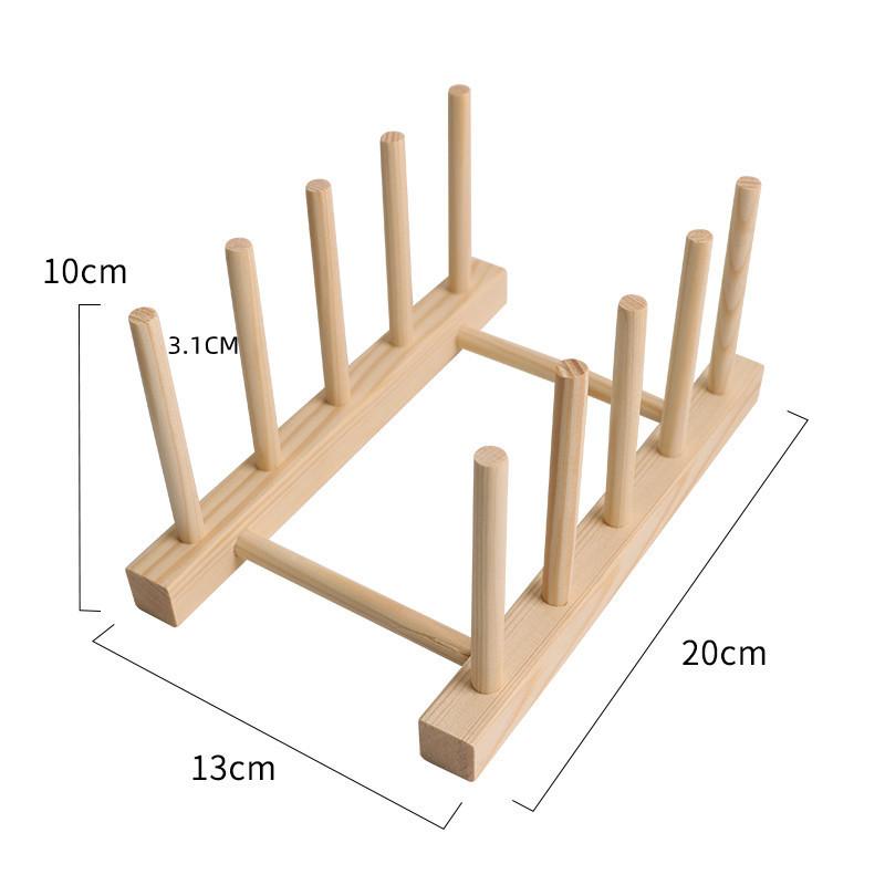 Wooden Dish Rack With Drip Tray For Kitchen Storage And Organization