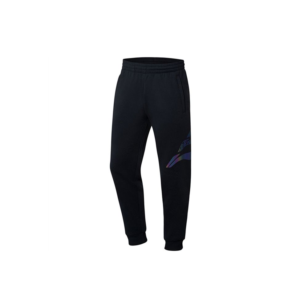 

Li Ning Casual Logo Print Fleece Warm Cuffed Sweatpants Men Bottoms Black AKLR817-1 L