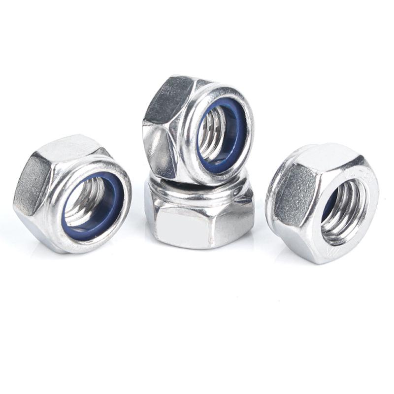 304 Stainless Steel Hex Nylon Self-Locking Nut - Sizes M2 to M10