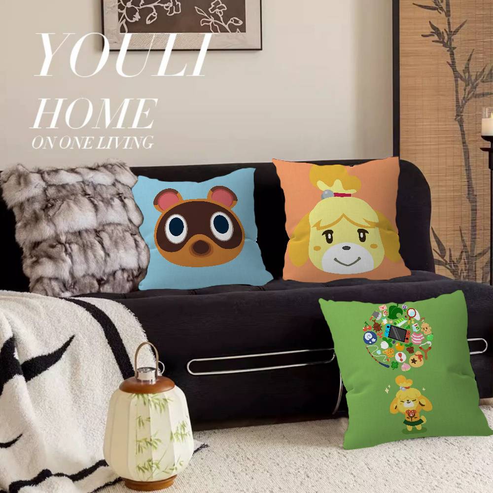 Life Simulation Game A-Animal C-Crossing Cushion Cover Car Throw Pillow Case For Sofa Car Christmas Gift 40x40cm 45x45cm