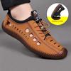 Summer Hollow Men's Leather Shoes Breathable Fashion Fashion Casual Business Sandals Lightweight Men's Comfortable Shoes