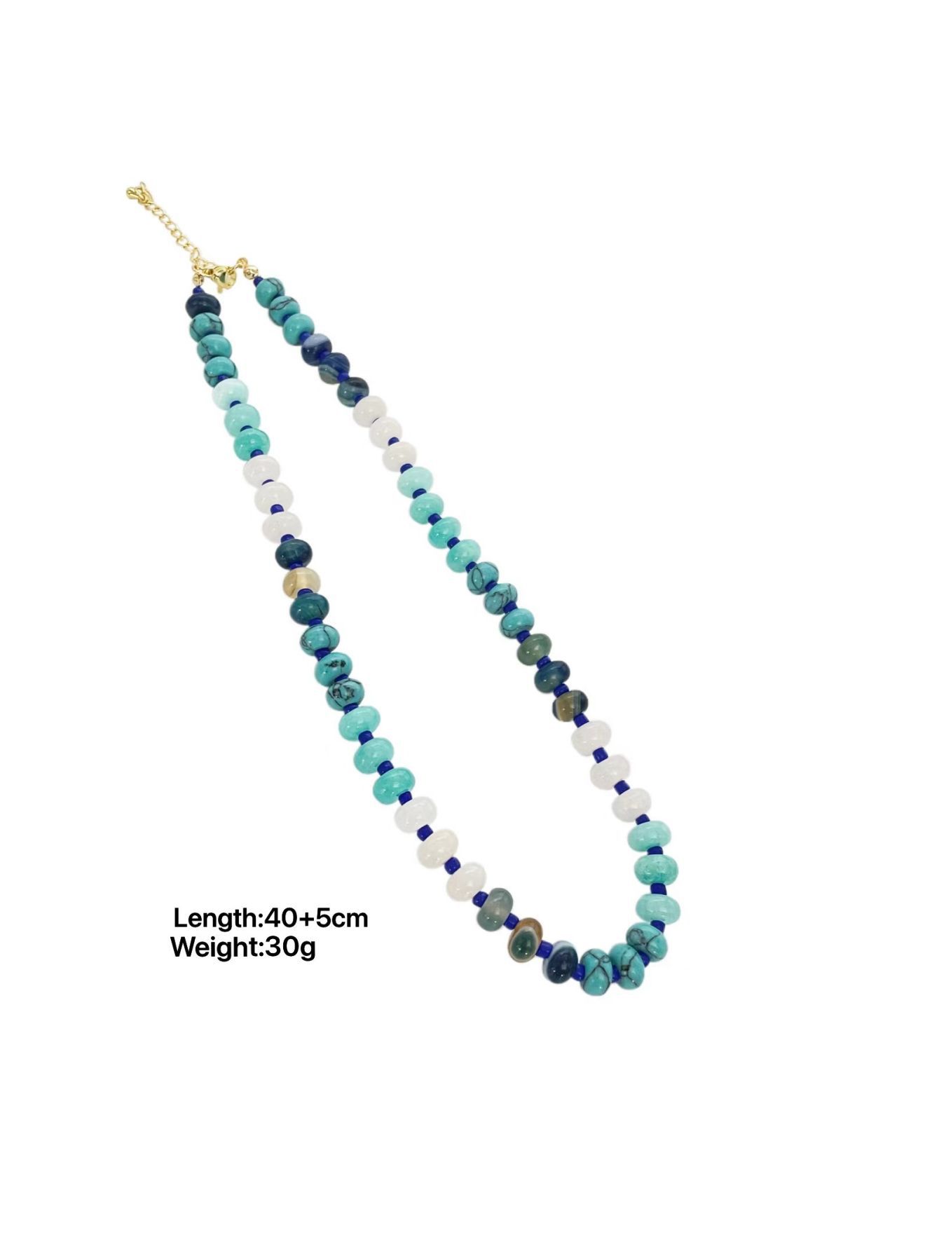 

Ожерелье из бисера из белой контрастной лазурито-бирюзовой серии Premium Niche Blue подойдет для повседневной носки