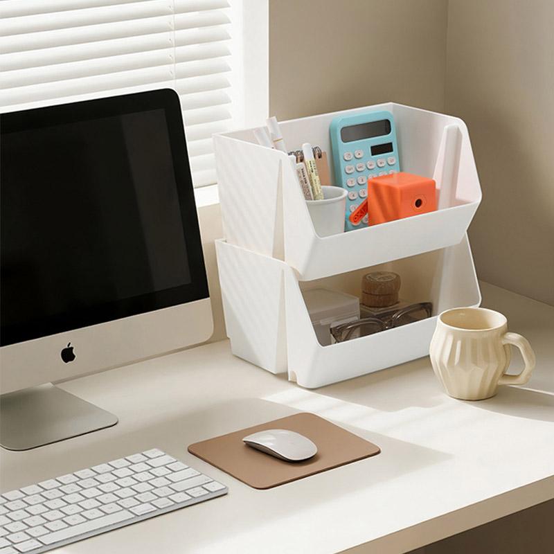 Stackable Multi-Layer Storage Box - Wall-Mounted & Desktop Organizer for Clutter, Versatile Storage Container for Bathroom