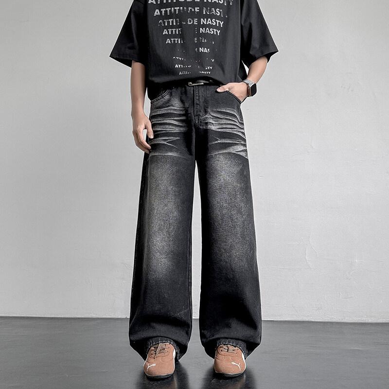 American Retro Jeans Men's Loose Autumn New Micro-wide Straight Casual Trousers