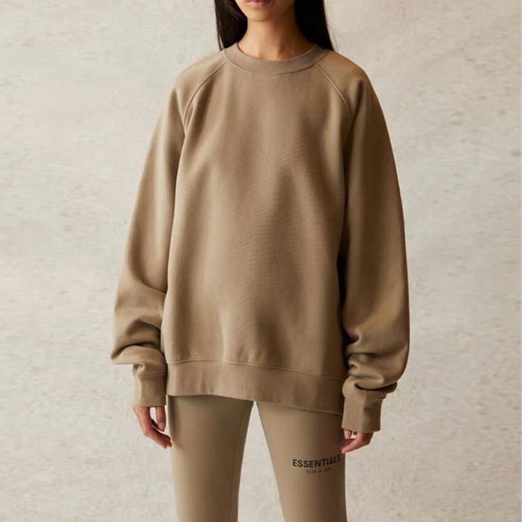 Fear of God Essentials Fleece Crewneck Sweatshirt With Logo Print Unisex Sweatshirt Moss FOG-SS21-580