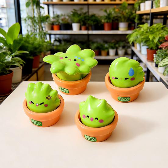 Micro Landscape Ornaments Cartoon Grass with Cute Expressions Statues Resin Stress Relief Collectible Toy for Office Car