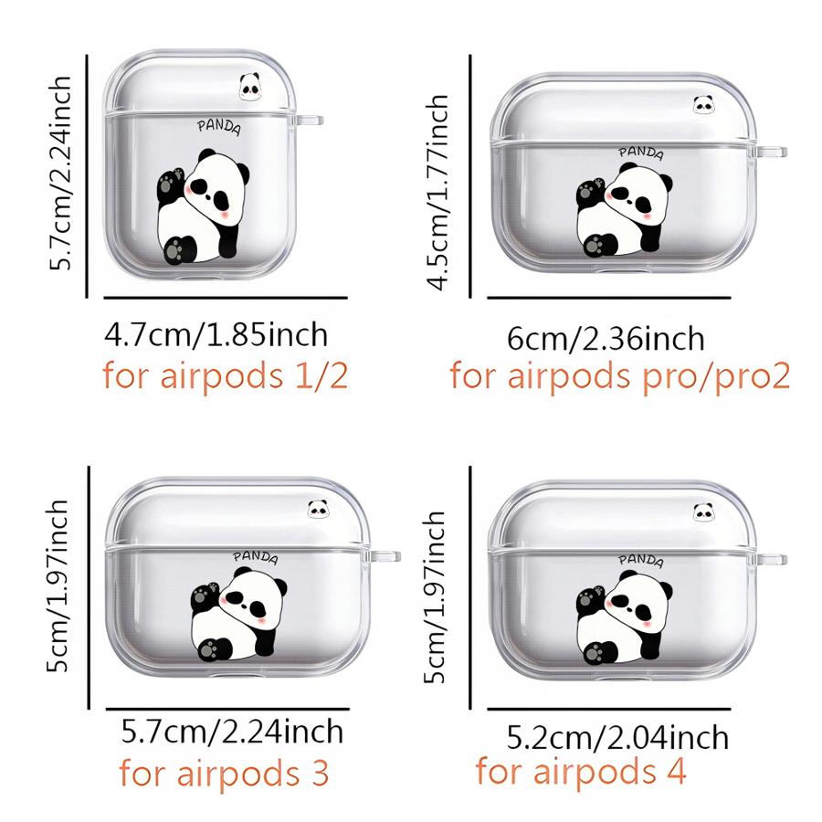 Cartoon-Panda Klare Kopfhörerhüllen Abdeckung für Airpods Pro2 3 1 4 2 Pro3 Pro