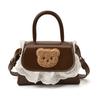 Spitzen-Plüschbären-Dekoration Einzelne Schulter-Crossbody-Tasche Aus PU-Material Für den Täglichen Gebrauch
