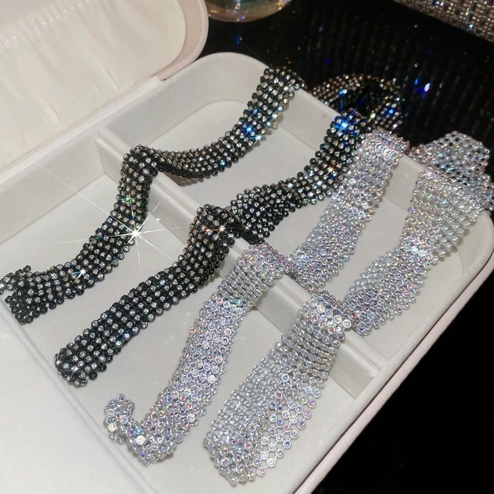 Copper Full Rhinestone Necklace Black Rhinestone Tie Fashion Decoration Shirt Tie  Party