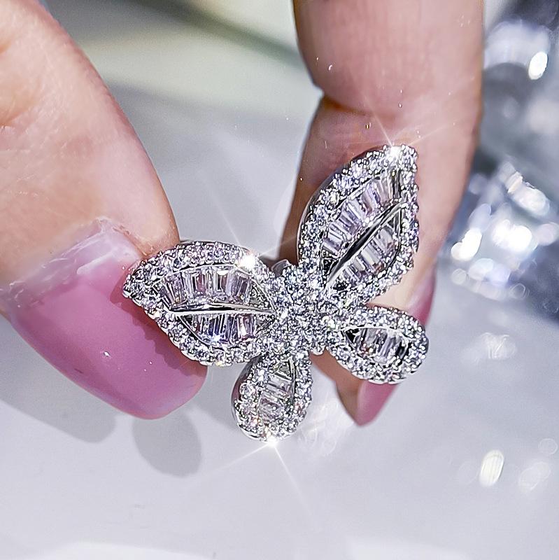 

Новый модный женский набор украшений Серьги в форме бабочки Кольцо Ожерелье Набор Серебряный женский свадебный набор украшений