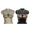 Exotic Colorful Beads Harness Bra Chest Chain for Womens Festivals and Beach Club Tassels Body Jewelry Bralette Crop Top
