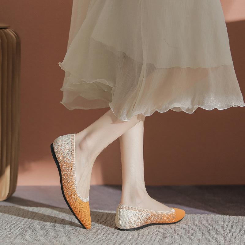 Fashion Stretch Fabric Flats Woman Spring Ballets Shoes Breathable Moccasines Pointed Toe Loafers Female Fly Weaving Leopard Ballerinas