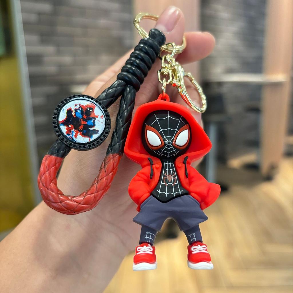 Non-Toxic Marvel Spider-Man Keychain Spiderman Action Figure Anime Keyring Backpack Schoolbag Pendant Bag Car Key Ring Kid Model Charm Toy