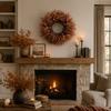 Couronne de Thanksgiving avec Feuilles de Buis pour Porte d'Entrée Décoration de Maison