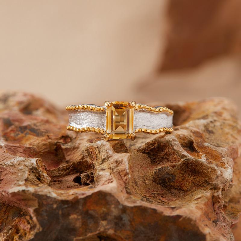 Original Design Does Not Fade Niche High Sense S925 Sterling Silver 18K Natural Citrine Lucky Treasure Ring Women