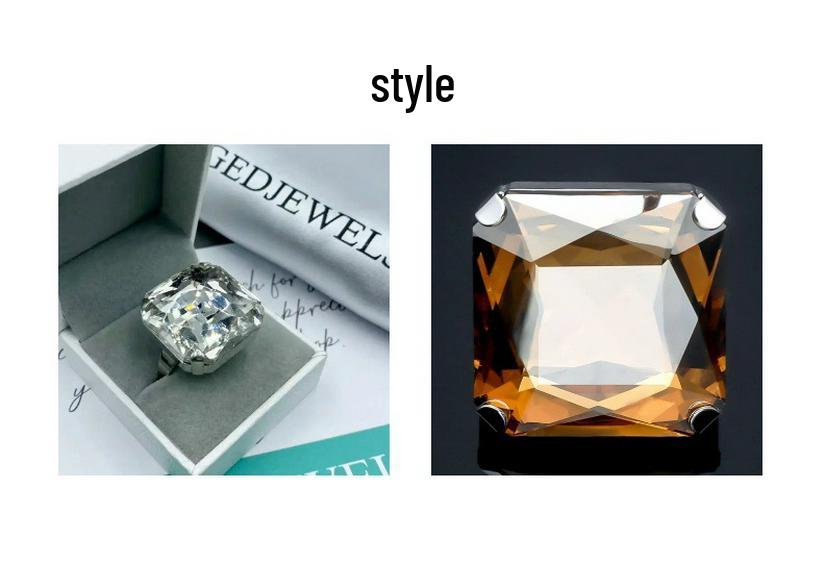 Exaggerated Colorful Square Sugar Cube Ring - Unique Jewelry Design for Women