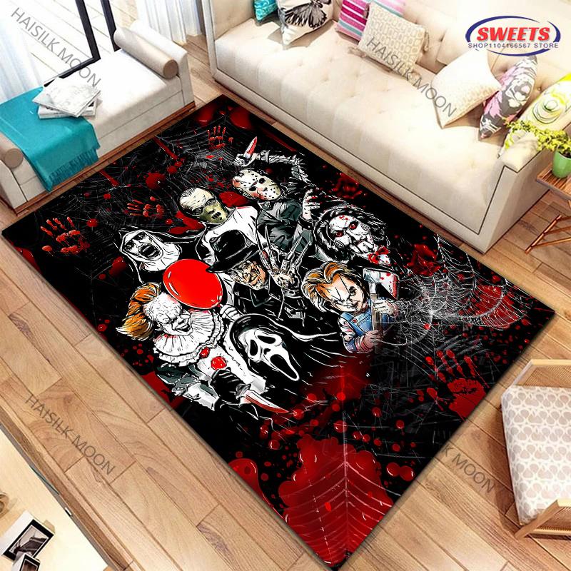 1PC Halloween Horror Thriller Carpet New Release! Rug for Living Rooms Bedrooms,Machines Washable Mat Gift for Boyfriend Son Dad