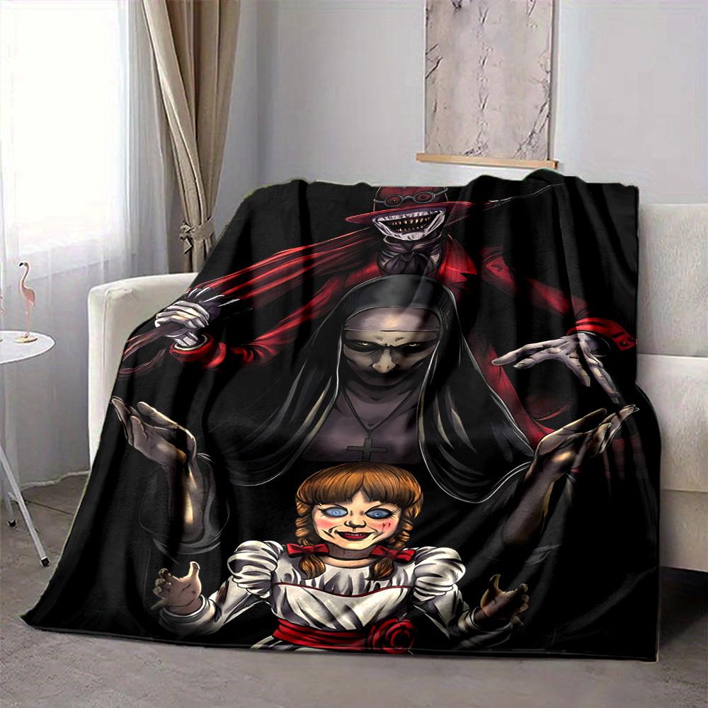 1pc Annabelle, Horror Blanket Lightweight Flannel Blanket Throw Blanket For Sofa, Bed, Travel, Camping, Livingroom, Office, Couch