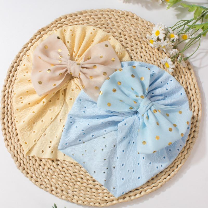 New children's hats, solid color bow baby pullover hats, summer breathable baby caps