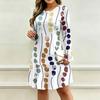 Women's Floral Print Long Sleeve V-Neck Dress with Pockets for Casual Everyday Wear