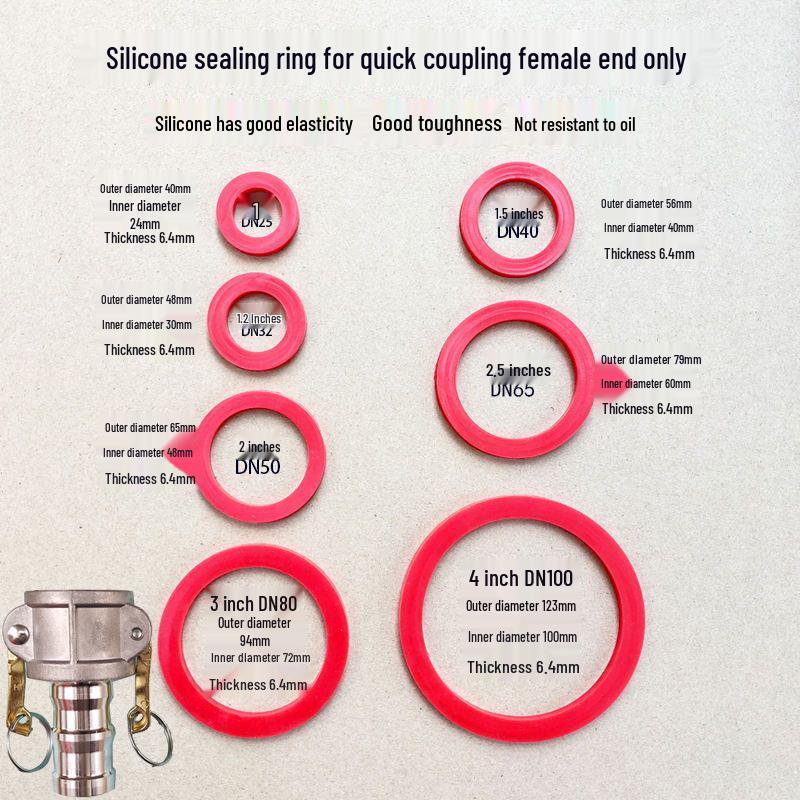 Quick Connector Gasket Set: 1-4 inch Oil-Resistant Silicone & Leather Seals