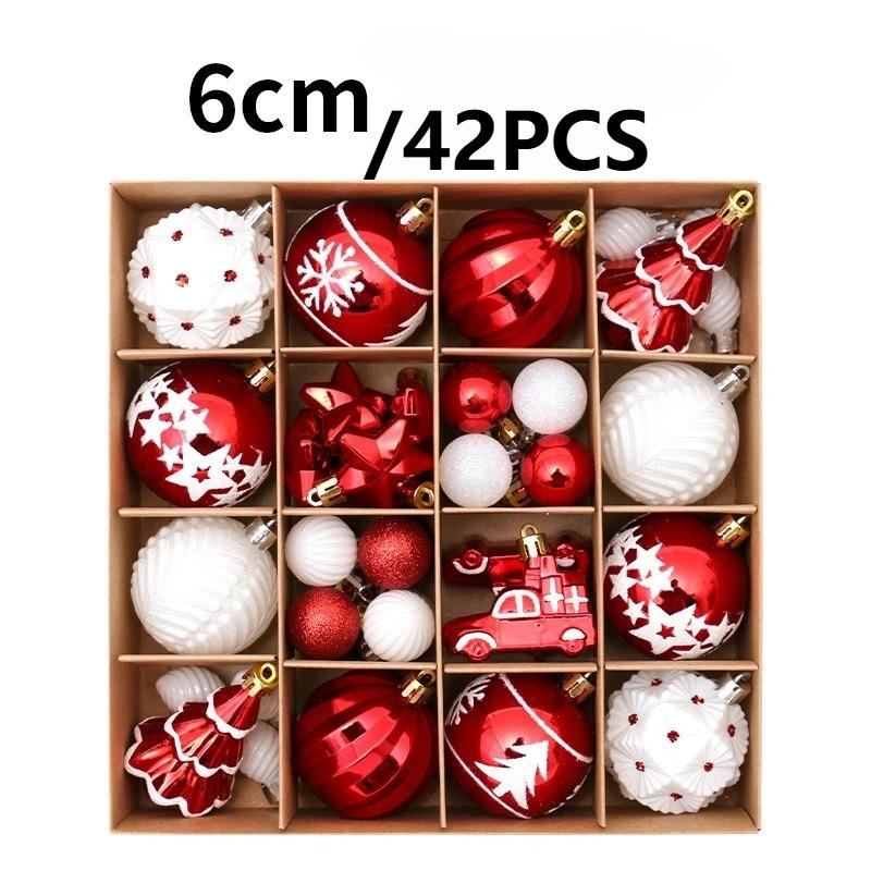42PCS 6CM Premium Painted Christmas Ball Set 2025 New Year Santa Home Decorations Christmas Tree DIY Decorative Ornaments