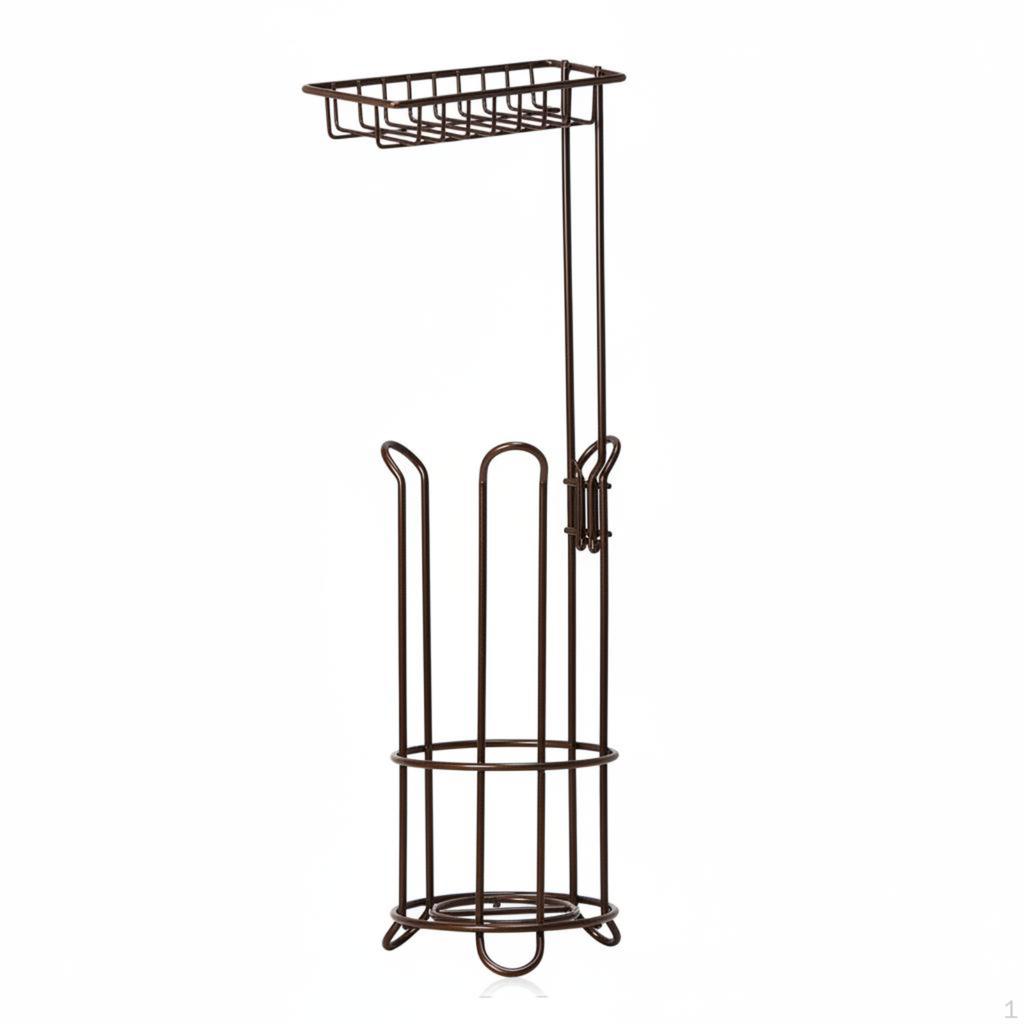 Toilet Paper Holder, Freestanding Iron Stand, Bathroom Storage Organizer, Living Room Black