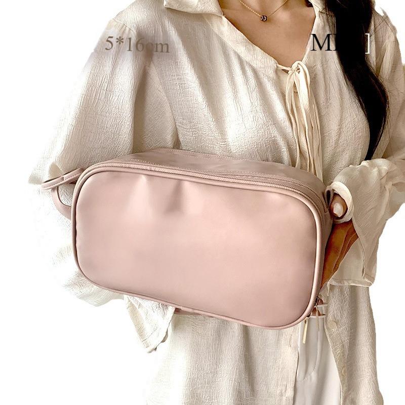 Large Capacity PU Makeup Bag Portable Travel Cosmetics Storage Bag Rectangular Double Layer Makeup Bag Giant Power Pack