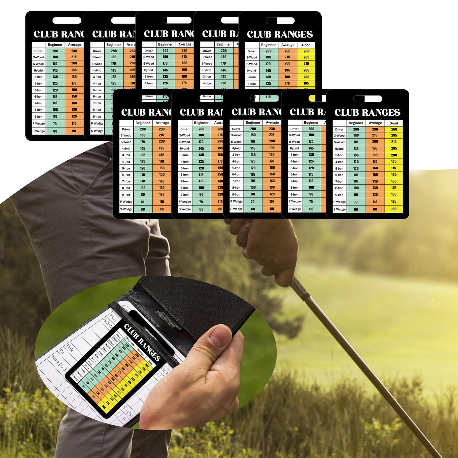

10Pcs Golf Club Range Chart Card Estimation Cheat Sheet Accessories Essential Tool Quick