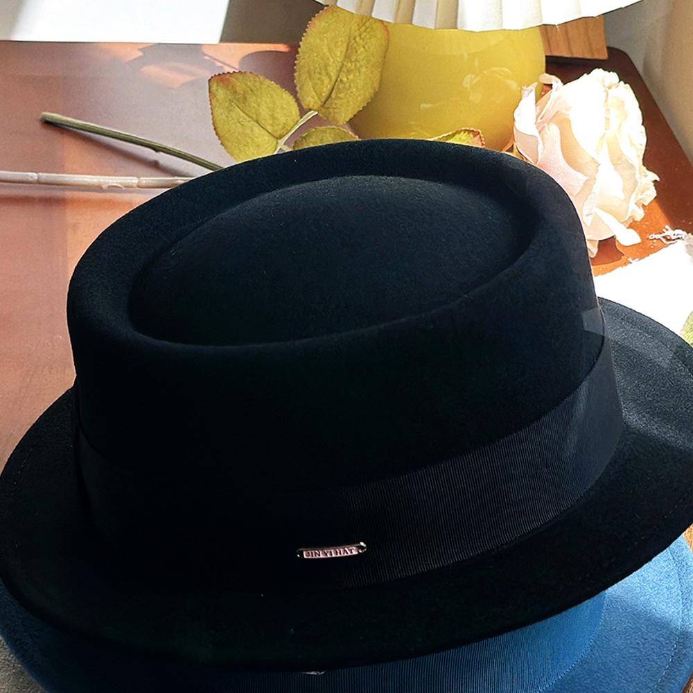 

Pure wool textured top hat men s vintage style comfortable breathable warm and fashionable felt hat for autumn and winter M56-58CM