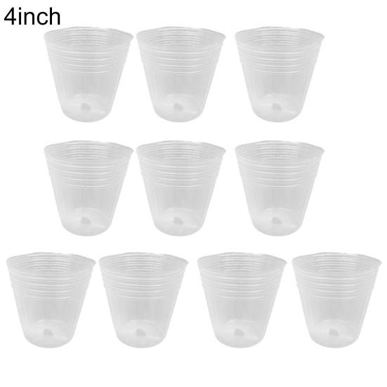 Plastic 10Pcs/Set Sturdy Transparent Plant Grow Cup Practical Drainage Hole Plant Grow Pot