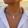 Bohemian Colorful Rice Beads Necklace for Women Sea Shell Starfish Pendant Clavicle Choker Summer Beach Party Charm Jewelry Gift
