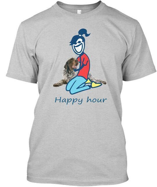 Wirehaired Pointing Griffon Happy Hour - T-Shirt Made in the USA Size S to 5XL Unisex T-Shirt XXXXL