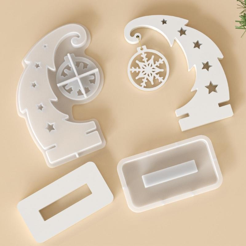 Holiday Resin Craft Mould Christmas Tree Silicone Mould With Snowflake Designs For Festive Decorations