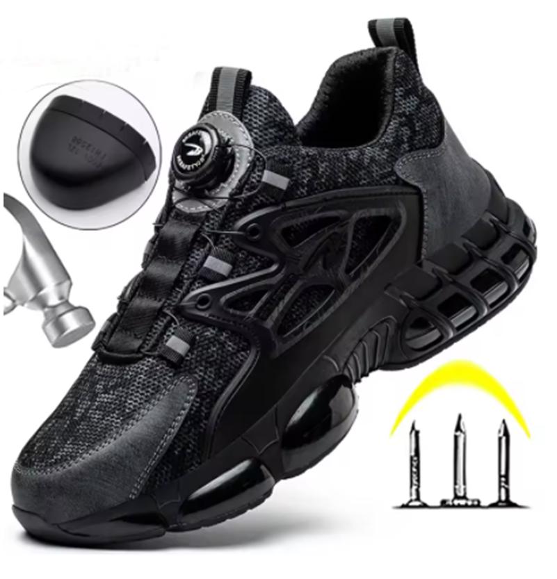 Nové pracovní tenisky s otočným knoflíkem Bezpečnostní obuv Pánská obuv s ocelovou špičkou Pracovní ochranné pánské boty Nezničitelné boty Odolné proti propíchnutí