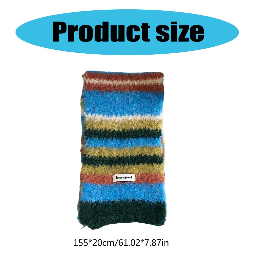 Striped Scarf Color Blocking Warm Neck Warmer Comfortable Neckerchief for Women Men Fall and Winter Outdoor Activities