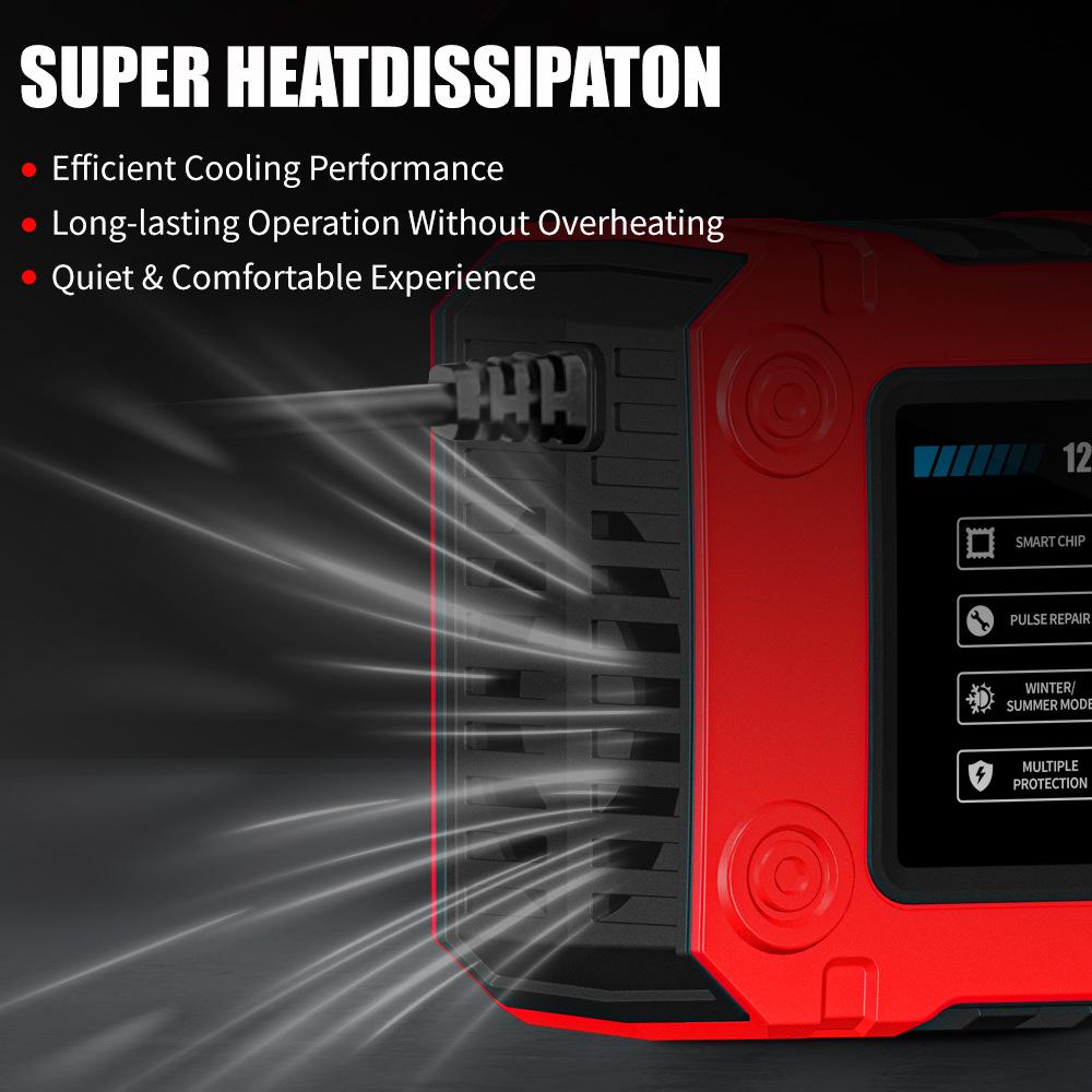 Smart 12V 6A Car & Motorcycle Charger, Repair & Low Voltage Start Function