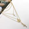 European and American Trendy Women's Multi-layer Chain Rose Necklace - Exquisite Circular Cross Pendant