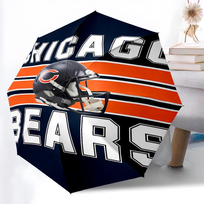 Printed Chicago Bears logo Folding Umbrella,Outdoor,Leisure,And Travel Umbrella,Durable Umbrella Fabric,Birthday And Holiday Gift
